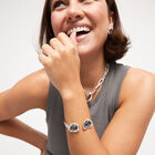 Bangle bracelet with two grey crystals